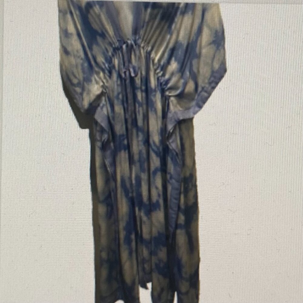 CALVIN KLEIN TYE DYE TIE FRONT MIDI COVER UP - Picture 3 of 6